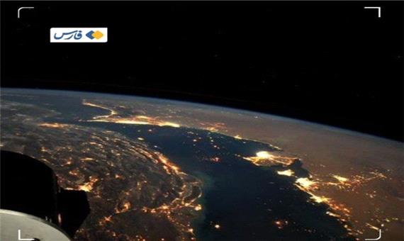 نمایی زیبا از خلیج‌فارس از ایستگاه فضایی بین‌المللی
