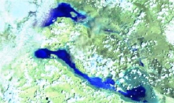 تصویر ماهواره ای از دریاچه بختگان بعد از آبگیری