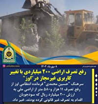 رفع تصرف زمین‌های میلیاردی در شهرستان اوز