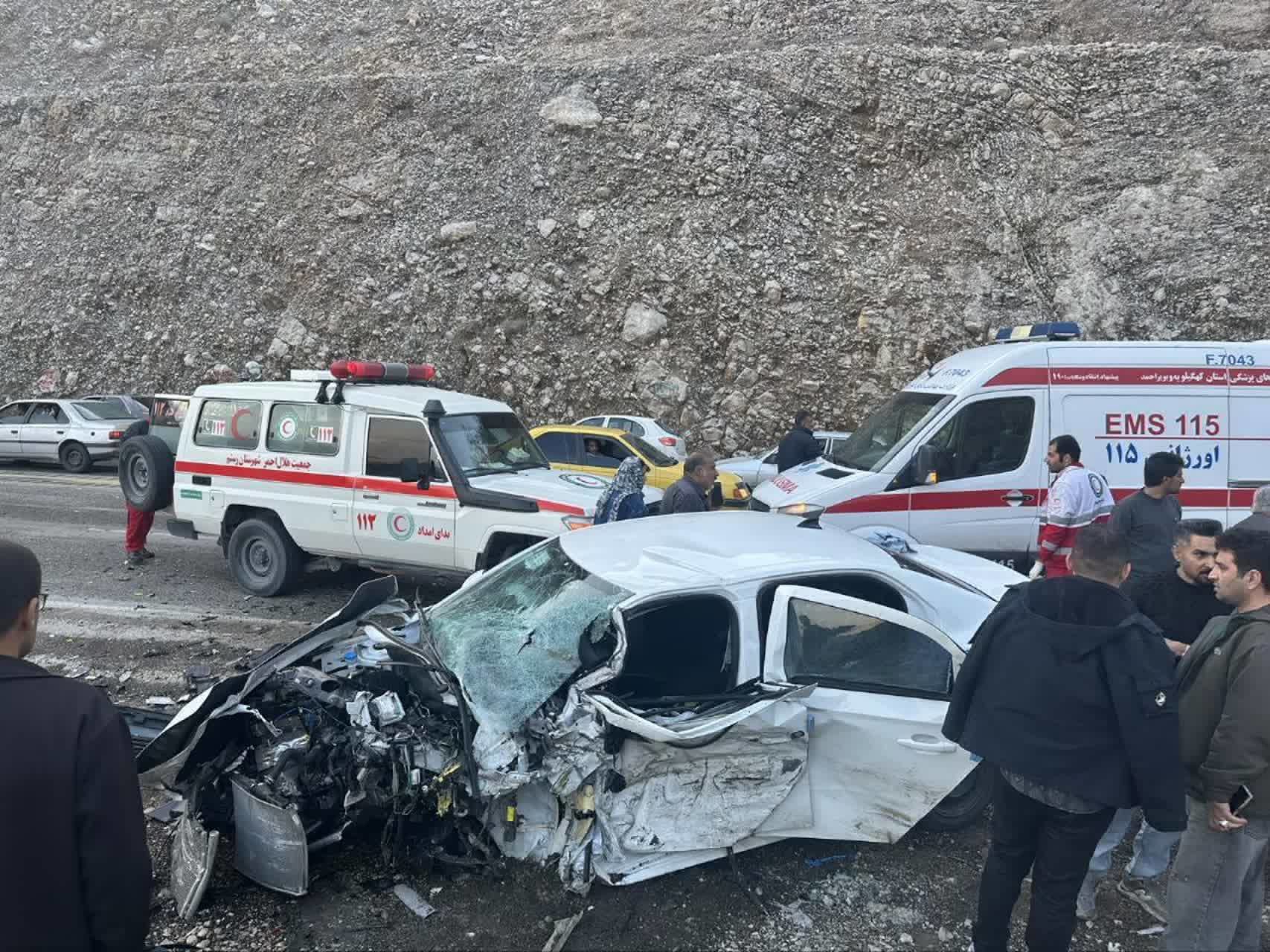 برخورد ۲ سواری در جاده بابامیدان به یاسوج با ۲ کشته و چهار مصدوم