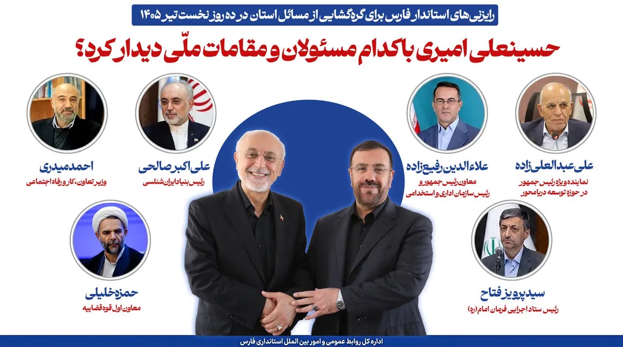رایزنی‌های استاندارفارس برای گره‌گشایی از مسائل استان در ۱۰روز نخست تیر۱۴۰۵
